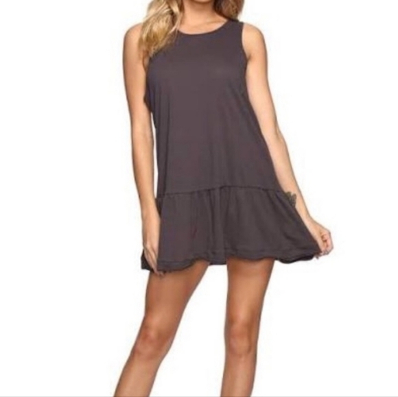 Free People Brittany Gray Peplum Tank Dress - Picture 1 of 4